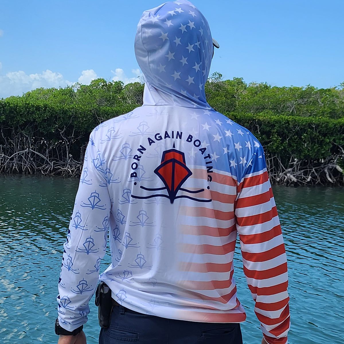 B.A.B American Fade Hooded Long Sleeve Fishing Shirt