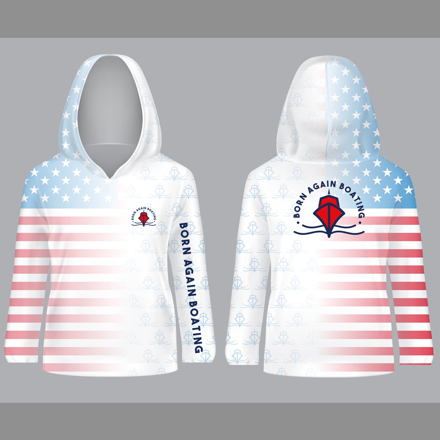 B.A.B American Fade Hooded Long Sleeve Fishing Shirt