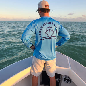 B.A.B Blue Long Sleeve Fishing Shirt – BornAgainBoating