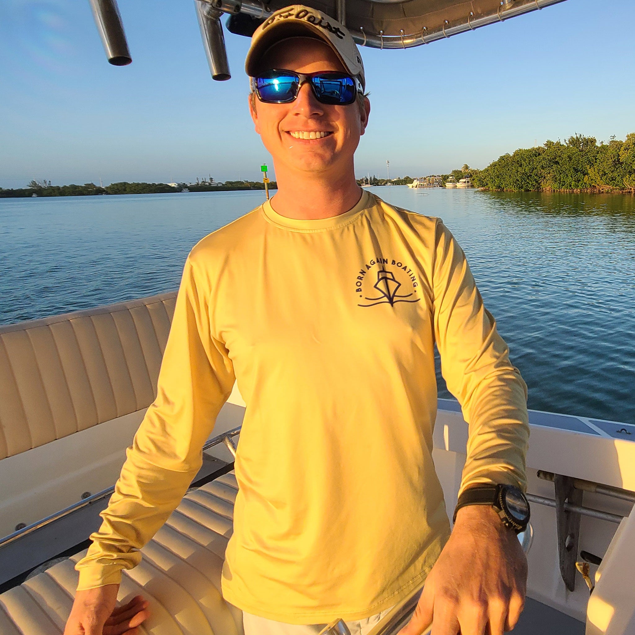 B.A.B Yellow & Blue Long Sleeve Fishing Shirt XL