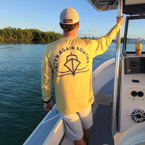 B.A.B Yellow & Blue Long Sleeve Fishing Shirt XL