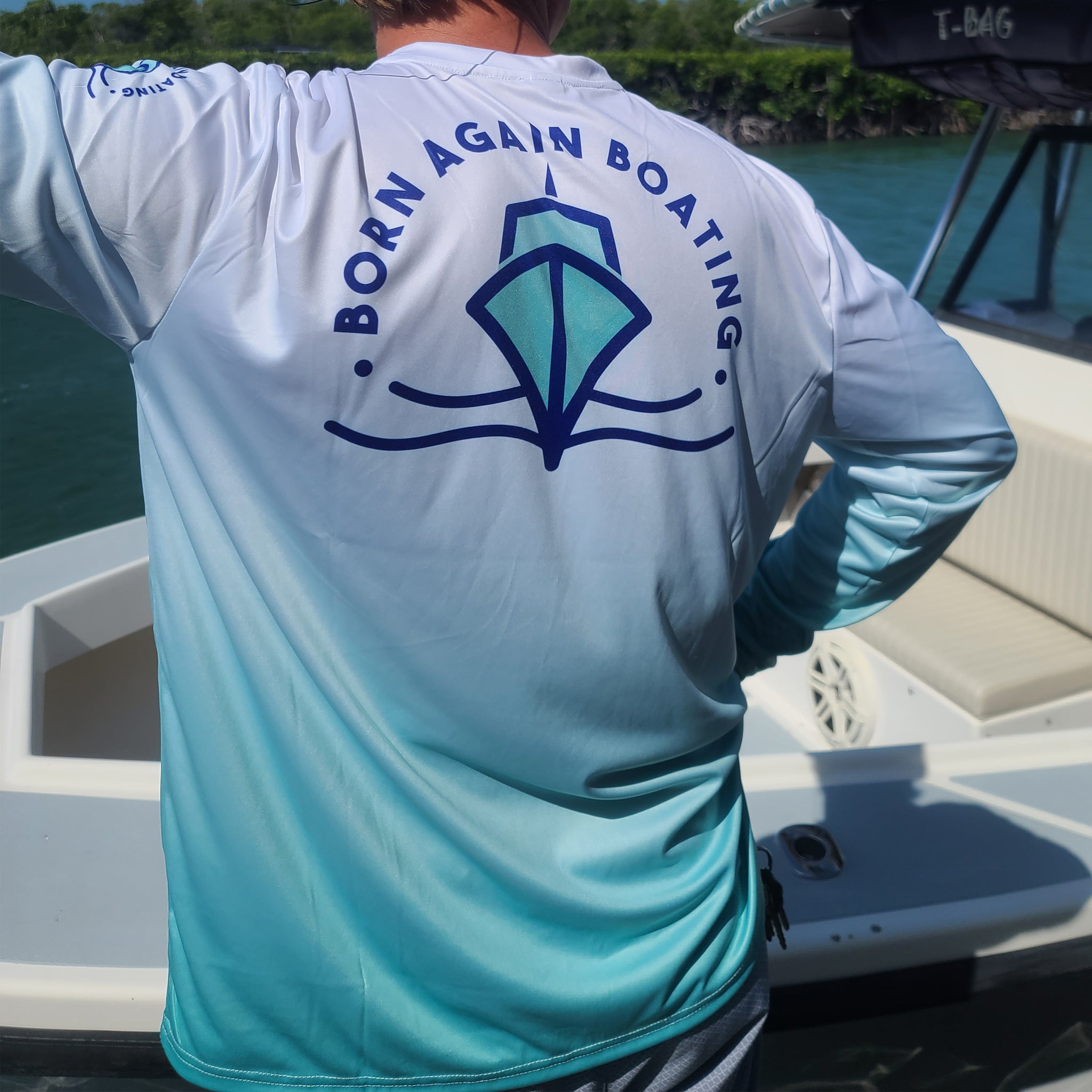 B.A.B Seafoam Fade Long Sleeve Fishing Shirt – BornAgainBoating